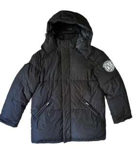DKNY Black Hooded Puffer Jacket Medium Circa 1989 Logo Removable Hood Water Res - Picture 1 of 21