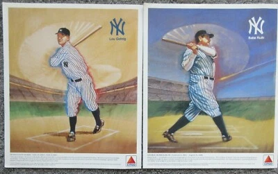 RARE CITGO 1989 PROMO ILLUSTRATED POSTER BABE RUTH LOU GEHRIG HOF YANKEE - Image 1 of 4