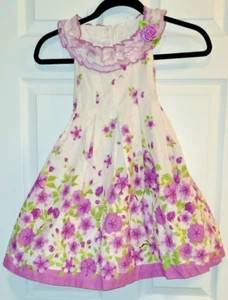 Jessica Ann Girls Dress Size 6 White with Purple Flowers Ribbons and Petticoat - Picture 1 of 13