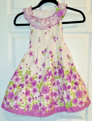 Vestido feminino Jessica Ann tamanho 6 branco com fitas de flores roxas e anágua - Imagem 1 de 4