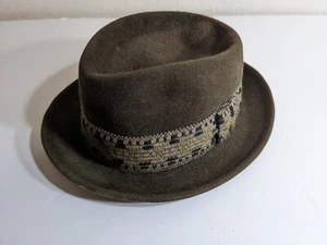 Vintage Mr. Disney Brown Felt Fedora Hat – Checkered / tiled band – 6 7/8 - Picture 1 of 6