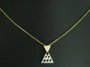 14kt 585 Gelbgold Kette & bicolor Anhänger mit Zirkonia Besatz / 4,4g / 42,5cm - Bild 1 von 6