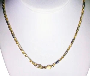3.40mm 18" 20.60gm 14k Solid Two Tone Gold Men's Figarope Milano Polished Chain - Picture 1 of 4