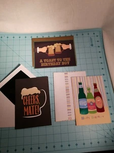 Set of 3 Beer Themed Birthday Cards With Envelopes - Free Shipping, Brand New - Picture 1 of 11