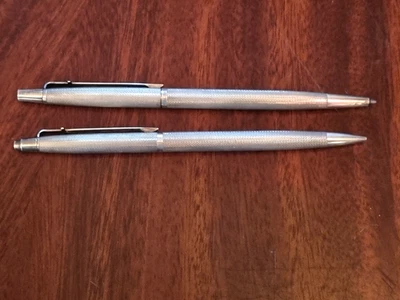 Vintage Swiss Made Caran d'Ache  Silver Plated Ballpoint Pen & Pencil Set - Image 1 of 3