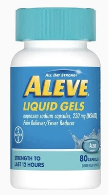 Geles líquidos Aleve Naproxeno sódico fácil de abrir 80 unidades caducado 4/2026 Foto 1 de 3