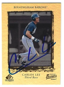CARLOS LEE BIRMINGHAM BARONS SIGNED CARD WHITE SOX BREWERS ASTROS RANGER MARLINS - Picture 1 of 1