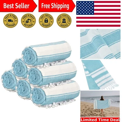 Elegantes toallas de playa de algodón a rayas Național 36x71 - Paquete de 6 estilo hammam Foto 1 de 4