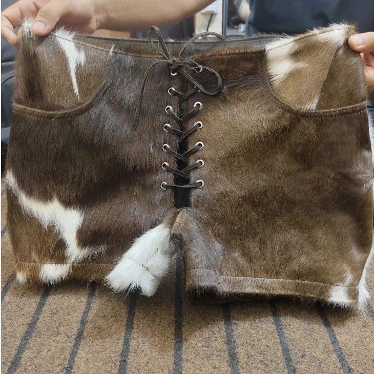 Women’s Western Cowhide Shorts – Genuine Hair-On Pony Skin, Natural Pattern, Lac - Image 1 of 4