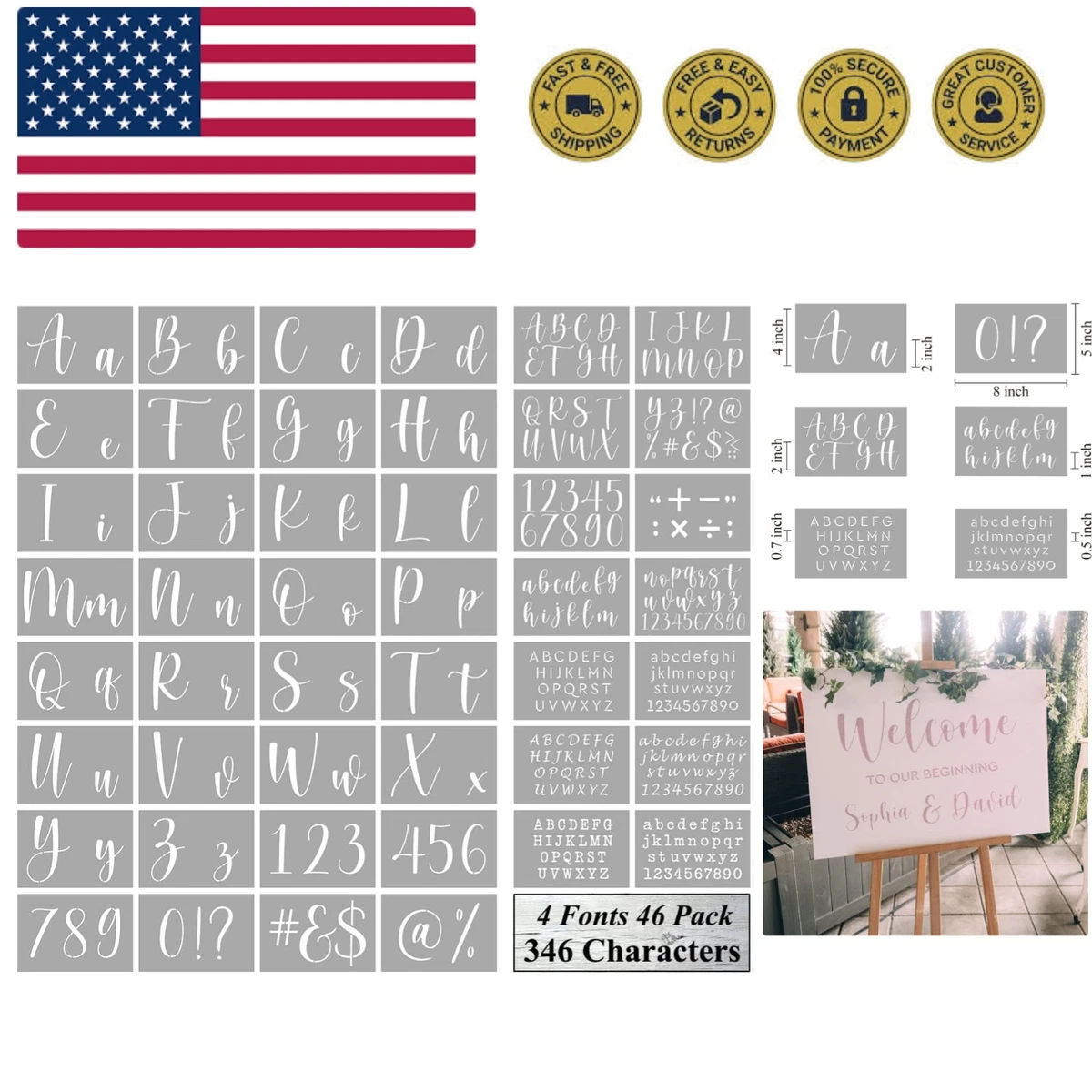 Large Letter And Number Stencils 36 Pcs Reusable Letter Stencils ...