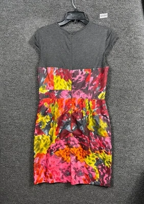 Vestido Trina Turk Seda Estampado Floral Mujer Talla 6 Gris Corpiño Manga Gorra Foto 1 de 4