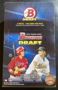 2016 BOWMAN DRAFT BASEBALL FACT SEALED SUPER JUMBO BOX 600 CARDS 5 PACKS 5 AUTOS - Picture 1 of 2