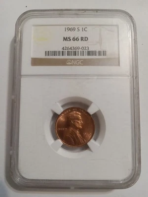 1969 S NGC MS66 RD Penny Lincoln Cent, Bright Cherry Red Beauty! - Image 1 of 2