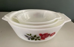 Set 3 Vintage Retro Various Sizes JAJ Pyrex-June Rose-Casserole/Serving Dishes - Picture 1 of 6