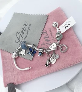 Linx Silver Snake Chain Bracelet with Son In Heaven Themed Charms - Picture 1 of 7