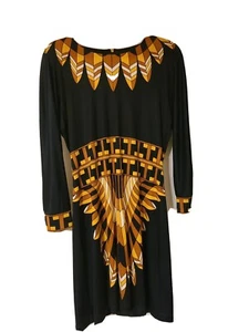 Tory Burch Womens Navy Blue Silk Sheath Dress Long Sleeve Geometric Print Dress - Picture 1 of 7