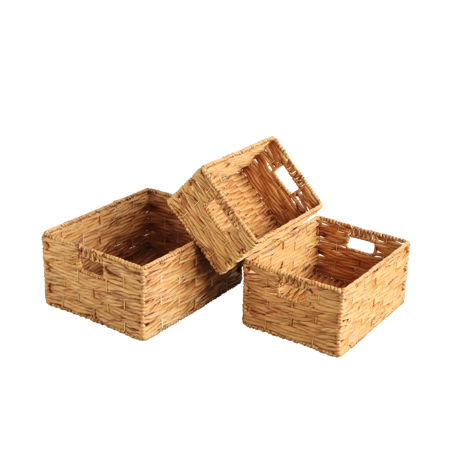 Eden Grace Set of 3 Hand Woven Wicker Baskets - Water Hyacinth Nesting Sizes for - Image 1 of 4
