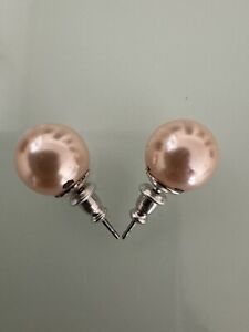NIB Pink Pearl Earring Studs with Sterling Silver Posts NWT Contessa Di Capri