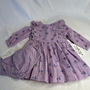 Piper & Julie Girls Sz 18 Months Purple Dress Set Beautiful Floral Ruffles Ties - Picture 1 of 9