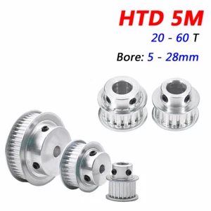 HTD 5M Timing Belt Pulley with Step, Bore 5 to 28mm, 20-60T, For 15mm Wide, CNC - Picture 1 of 7