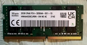 SK Hynix 32GB 2RX8 PC4-3200AA PC4-25600 1.2v CL22 SODIMM Memory - Zdjęcie 1 z 2