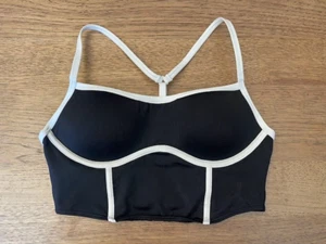 PINK Victoria's Secret Black Piping LARGE DD Ultimate Push Up Corset Sport Bra - Picture 1 of 2