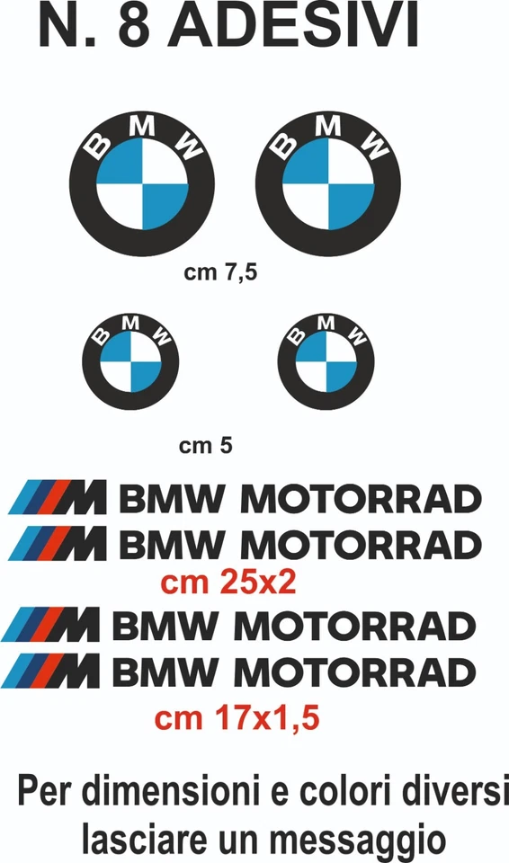 adesivi BMW Motorrad vinile prespaziati  8 pz  per auto moto caschi - Immagine 1 di 1