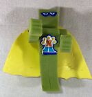 Vintage Green Sponge Foam Posable Toy Character 8.5" Figure! "N", Yellow Cape
