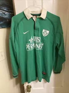 Vintage Irish Permanent Nike Ireland Rugby IRFU Shirt Mens XL Long Sleeve Green* - Picture 1 of 10