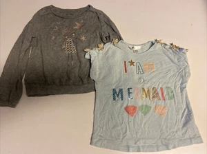 2 Girls top shirt Grey Long Sleeve Fairy babyGap + PL Kids powder blue mermaid 5 - Picture 1 of 7