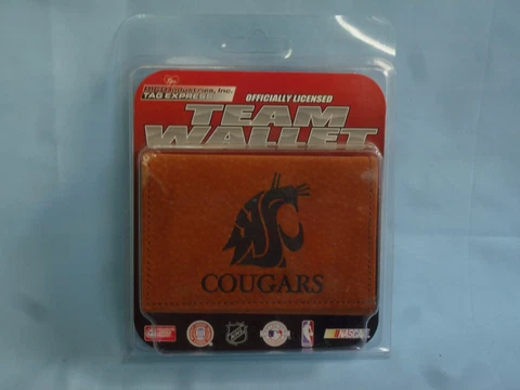 WASHINGTON STATE COUGARS Leather TriFold Wallet  NIP  brk Cover