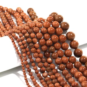 Cuentas espaciadoras redondas de piedra de arena dorada natural para hacer joyas hágalo usted mismo 4 6 8 10 12 mm - Imagen 1 de 16