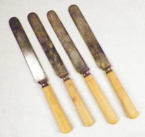 4 Celluloid Handle Knives Meridan Cutlery Co Silverplate Blades Vintage As Is - Picture 1 of 7