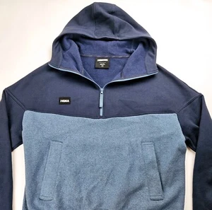 Medium HOKA ONE ONE Wool Blend Zip Pullover Sweatshirt Hoody Blue Half Zip Women - Picture 1 of 5