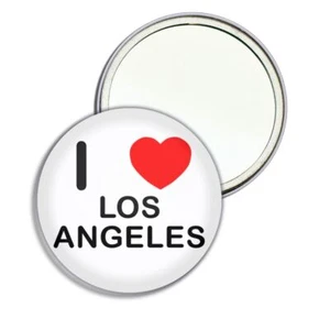 Los Angeles I Love Heart Round Mirror Pocket Compact (55mm or 77mm) - Picture 1 of 6