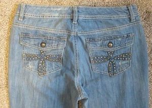 CODE BLEU Brigitte Women's 2016 Jeans Stretch Boot Light Blue EMBELLISHED Sz 8 - Picture 1 of 9