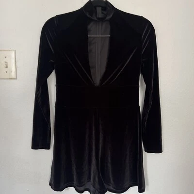 Mameluco EXPRESS Mujer Pequeño Pequeño Negro Terciopelo Chocker Y2K Festival Hada Gótico Foto 1 de 4