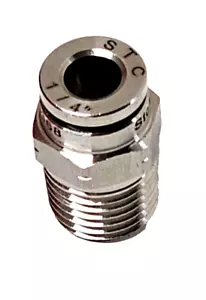 1/4" O.D. Tube x 1/4" Male NPT Straight Adapter Poly Push Stainless 20055SS - Picture 1 of 4
