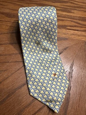 Cravatta uomo Sanseverino in seta fatta a mano italiana gialla e blu - Immagine 1 di 3