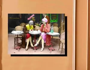 Pintura al óleo envuelta en lienzo de café Franch Café para damas 16 x 20 lista para colgar - Imagen 1 de 4