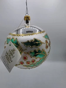 Decorazione natalizia vintage 1990 Christopher Radko "The Holly" vetro soffiato 4" - Foto 1 di 6