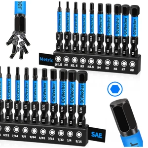 20-tlg. Inbusschlüssel Bohrer Set Sechskant Bits 2 Zoll 20 (metrisch & Sae) - Bild 1 von 9