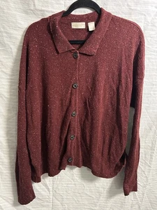 J Jill Maglione Donna Marrone Nonna Maglia Cardigan Maglione Taglia L - Foto 1 di 5