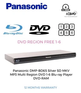 Panasonic DMP-BD65 Silver Multi Region DVD 1-6 RAM Blu-ray Player SD MKV MP3 - Picture 1 of 11