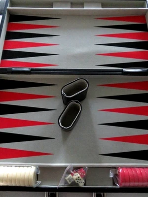Vintage Backgammon Game in 21" 12" 2"-Faux leather carry case-Complete - Image 1 of 4