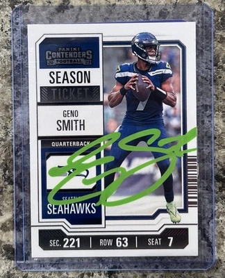 Geno Smith Autographed Hand Signed Season Ticket Card 2023 Panini With COA Authe - Image 1 of 2