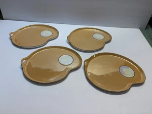5 CHINA LUSTERWARE 4 SNACK Cheese Dessert PLATES Plate Peach Luster Fried Egg - Picture 1 of 7