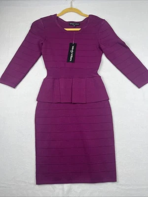 Vestido Wendy Williams Peplum ceñido al cuerpo púrpura XS NUEVO CON ETIQUETAS Foto 1 de 4