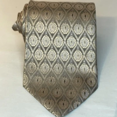 Corbata Joseph Abboud Para Hombre Marrón Dorado 100% Seda Hecha en Italia Patrón Geométrico Foto 1 de 4