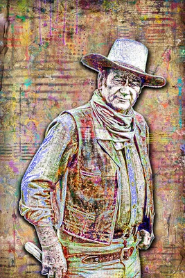 John Wayne Poster, John Wayne The Duke Tribute Fine Art - Image 1 of 4